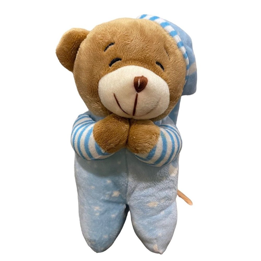 Gabi Toy Musical Kneeling Praying Bear Blue & White Nighttime Sleep Bear